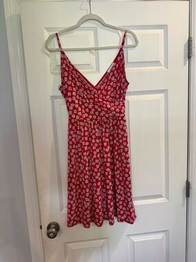 Pink Lily Red Daisy-Print Spaghetti Strap Mini Dress